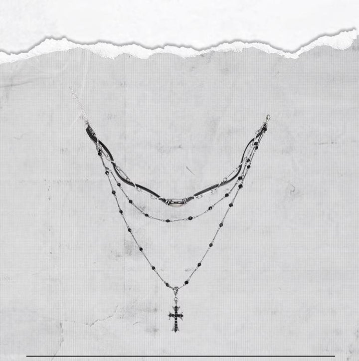 Broken Bone~Punk Lolita Necklace Cross Necklace Double-layered   