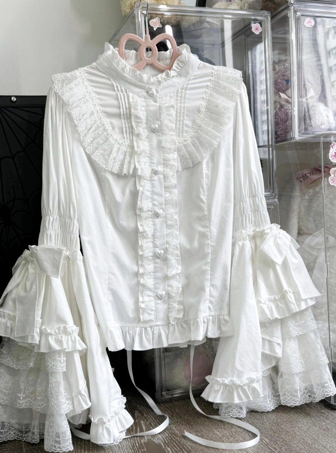 Twilight Zone~Sweet Lolita Blouse Princess Sleeve Shirt Inner Wear XS White 