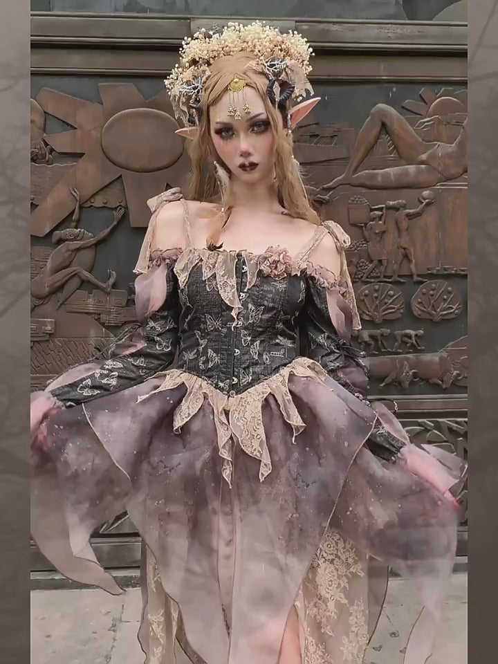 Blood Supply~Dead Leaves~Retro Leaves Fishbone Gothic Corset