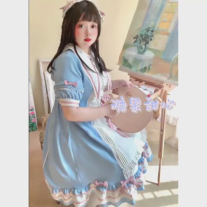 Niu Niu~Candy Sweethearts~Plus Size Lolita OP Short-Sleeve Princess Dress