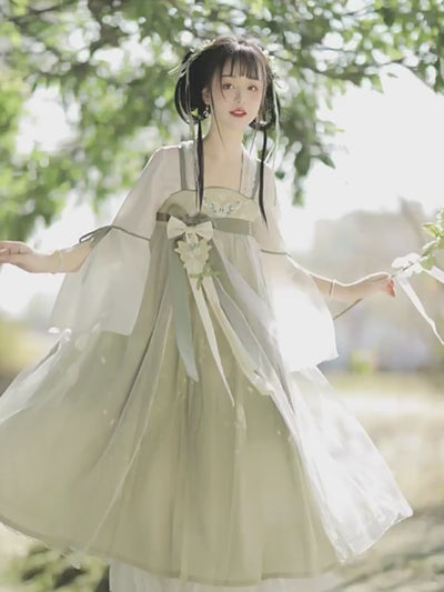 Your Princess~Xiaozhixia~Han Lolita Embroidery Dress and Blouse