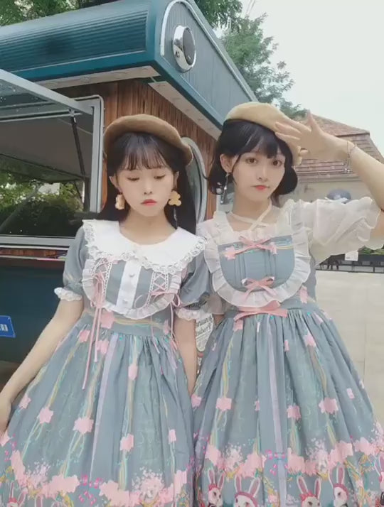 Niu Niu - Picnic Bunny Girl - Plus Size Lolita JSK Short Sleeve OP Dress