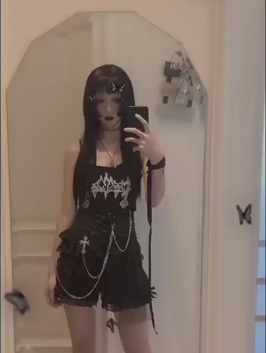 Blood Supply - Gothic Punk Dark-Themed Lolita Black Skirt