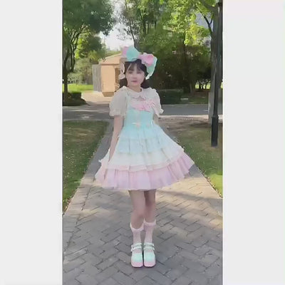 (BuyForMe) Alice Girl~Rainbow Tiered Sweet Lolita JSK Dress