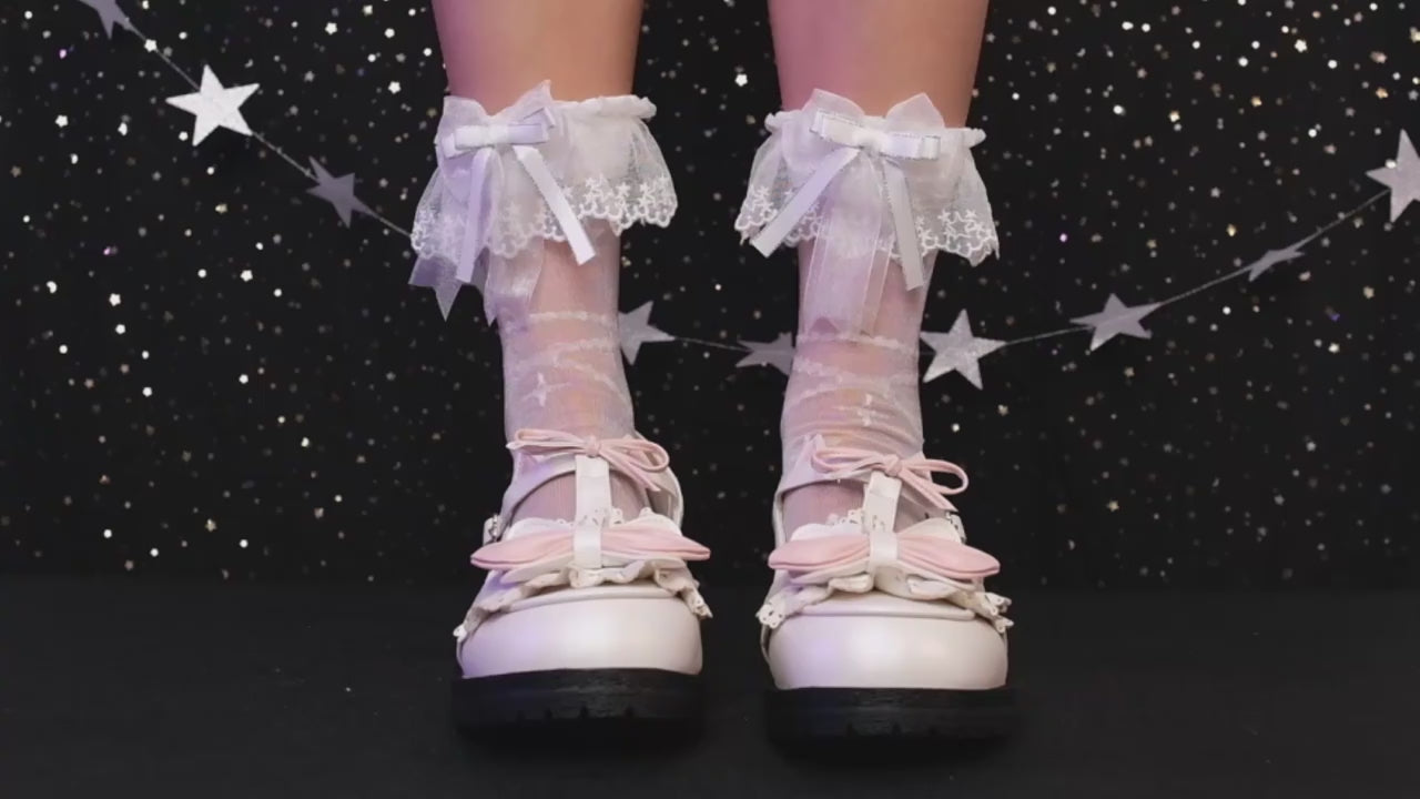 Yidhra~Lolita Bow Flounce Short Socks Multicolors