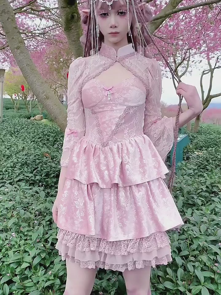 Blood Supply~Sakura Nightmare~Pink Lace Flowing Sleeve Lolita Bolero