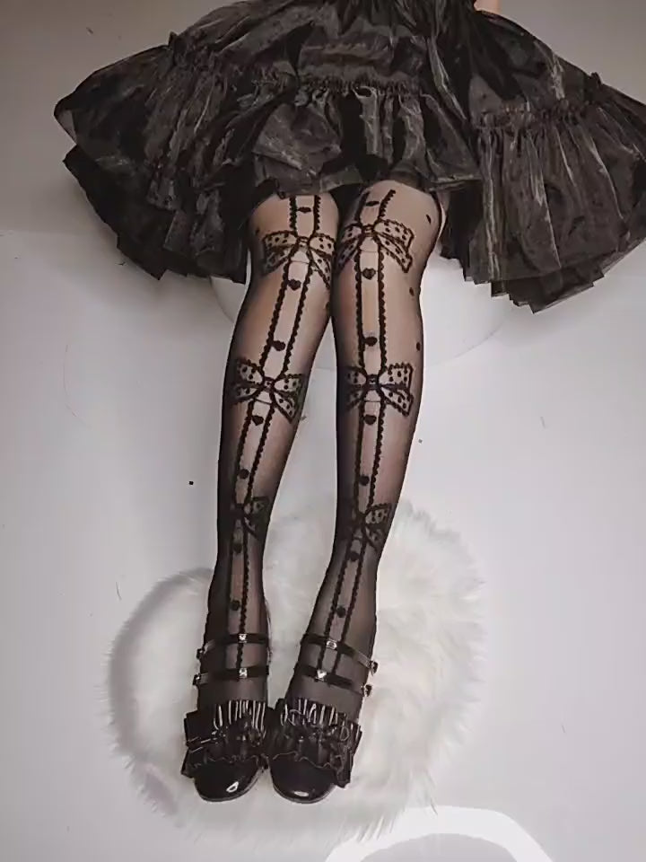 Roji Roji~Summer Lolita Over-the-Knee Socks Super Thin Sweet Bow Lolita Tights