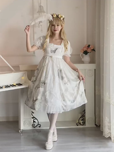 Your Princess~Clock Butterfly Sweet Lolita OP Dress