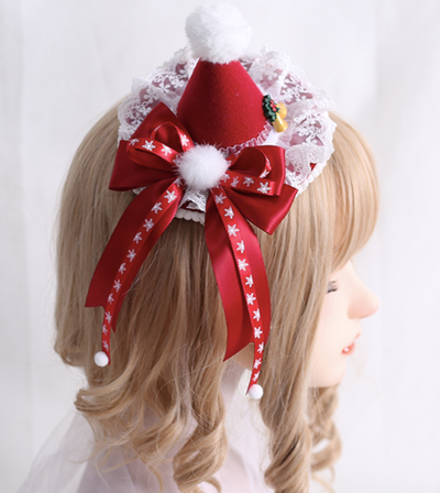 Xiaogui~Christmas Sweet Lolita Red Green Top Hat   