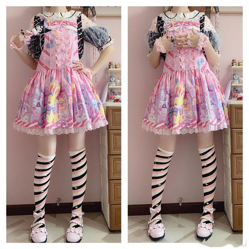 (Buyforme) Yukine's Box~Macaron Lolita Cute Stripe Socks   