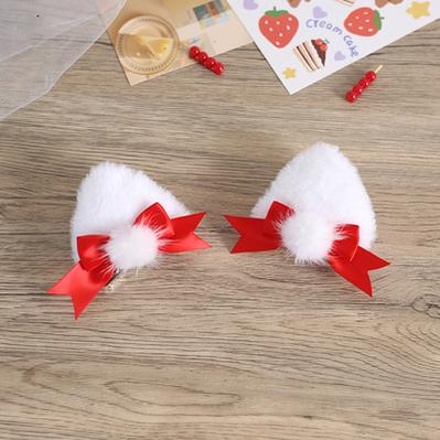 Xiaogui~Han Lolita Rabbit Cat Ear Bow Hairclips 1. car ear + mink hairball  