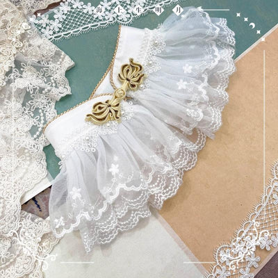 (Buy for me) NyaNya~Bright Moon On The Sea~Lolita Headdress and Accessories lace false collar blue 