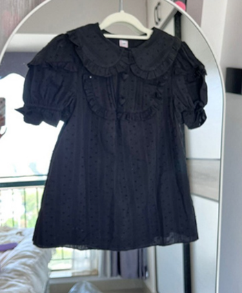 Sakurada Fawn - Plus Size Lolita Shirt Solid Color Short Sleeve Blouse S black