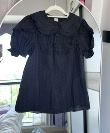 Sakurada Fawn~Sweet Solid Color Lolita Short Sleeve Shirt Plus Size S black 