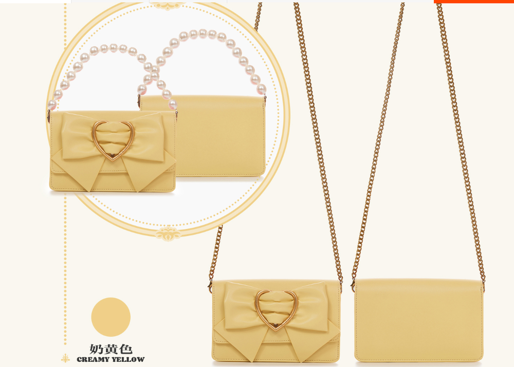 BerryQ~Pearl Chain Crossbody Lolita Handbag Creamy Yellow  
