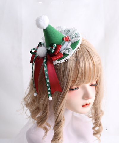 Xiaogui~Christmas Sweet Lolita Red Green Top Hat Christmas green top hat  