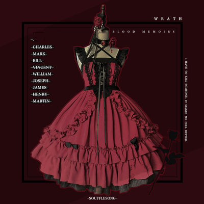 Neverland~The Memoirs of Samuel~Gothic Lolita Dark-theme Red JSK   