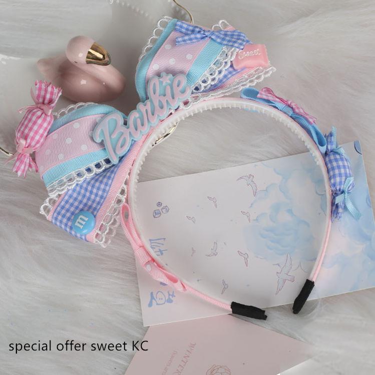 (Buyforme)Manmeng~Pink and Blue Sweet Lolita Bow Headwear   