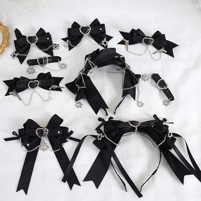 Xiaogui~Dark-themed Gothic Lolita Heart Hair Clips   