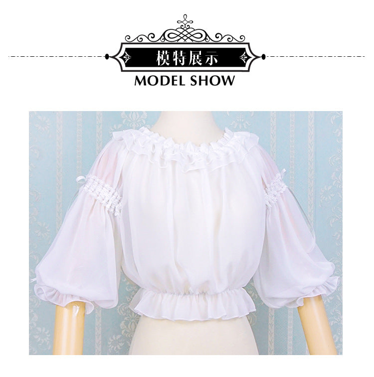 Eieyomi-Middle Sleeve Chiffon Lolita Blouse   