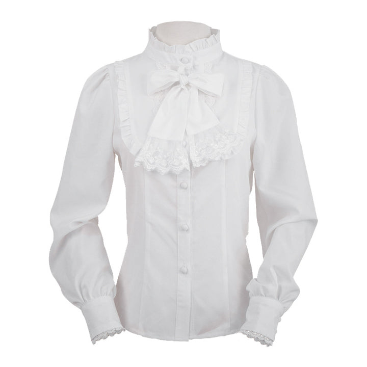 Eieyomi~Elegant Autumn Winter Lolita Velvet Blouse S white 