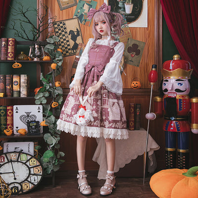 Eieyomi~Kawaii Lolita Blouse Long Sleeve Halter Neckline Chiffon Blouse   