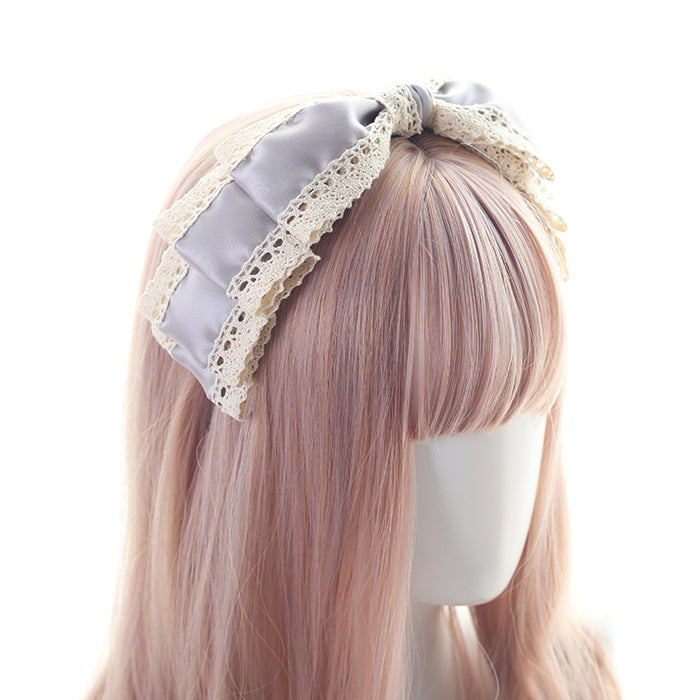 Xiaogui~Japanese Lace KC Multi Color Sweet Lolita Headdress free size grey 