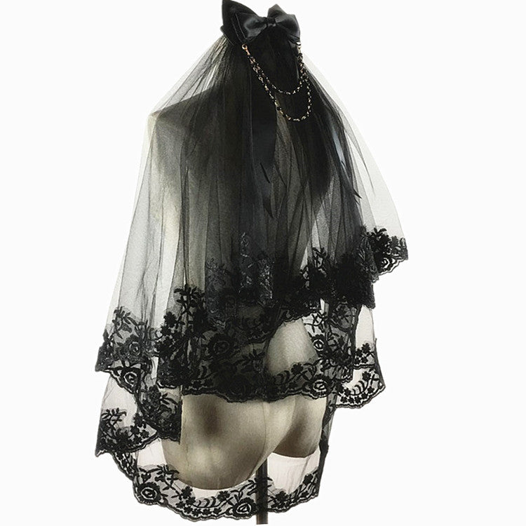 Gothic Retro Lace Double Layers Lolita Veil   