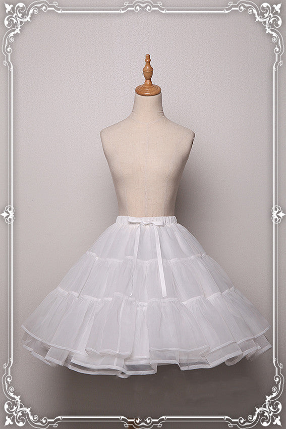 Krad Lanrete~Elegant Long and Short Lolita Petticoat Free size glass yarn petticoat (short version)- white color 