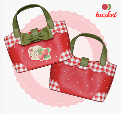 BerryQ~Country Lolita Bag Strawberry Picnic Basket Backpack red basket  