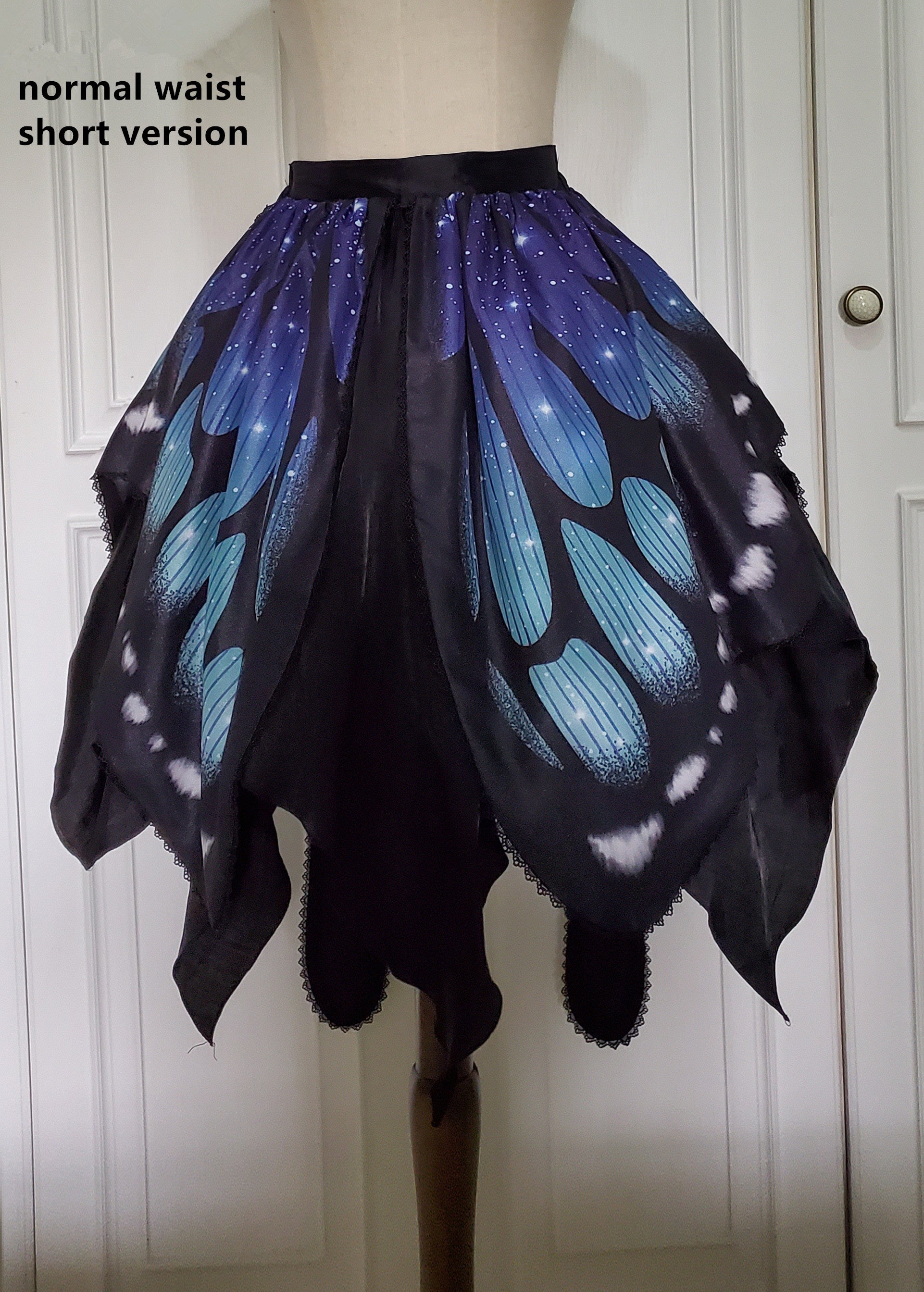 Star Fantasy - The Butterfly Effect Lace-up Punk Skirt Set dark blue green normal waist (short version)