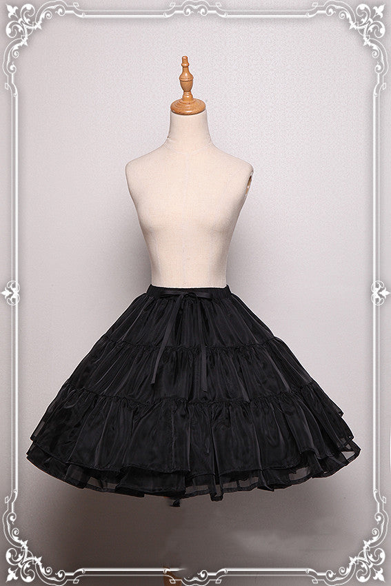 Krad Lanrete~Elegant Long and Short Lolita Petticoat Free size glass yarn petticoat (short version)- black color 