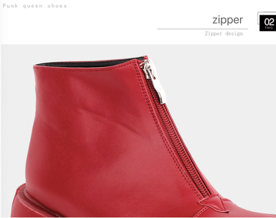 Angelic Imprint~Punk Lolita 8CM Zipper Red Boots   
