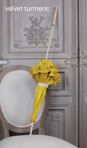 Handmade European Style Vintage Flounce Lolita Parasol Multicolors pagoda-shape velvet ginger yellow 