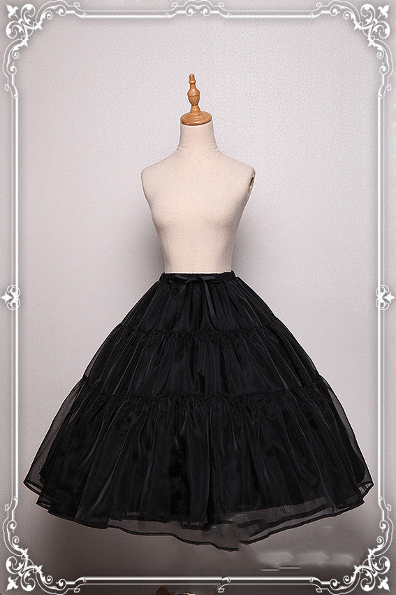 Krad Lanrete~Elegant Long and Short Lolita Petticoat Free size glass yarn petticoat (long version)- black color 