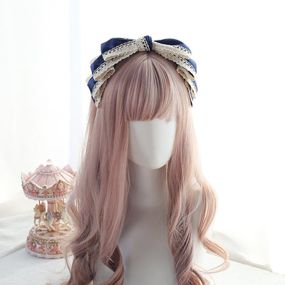 Xiaogui~Japanese Lace KC Multi Color Sweet Lolita Headdress free size Navy blue 