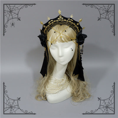 Foxcherry-Palace Retro Gorgeous Lolita headdress Multicolors free size black 