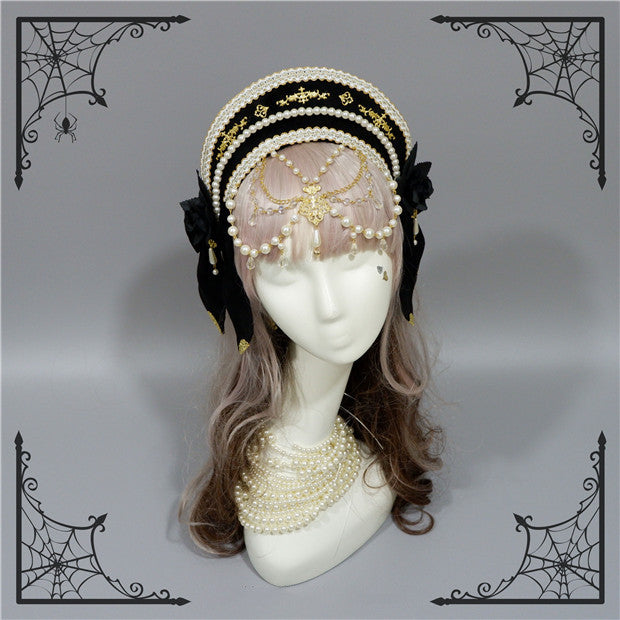 Fox Cherry-Lolita Palace Retro Gorgeous Flowers Headdress black