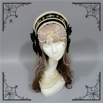 Fox Cherry-Lolita Palace Retro Gorgeous Flowers Headdress free size black 