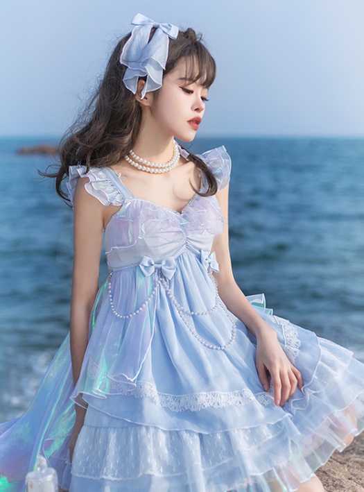 (Buy for me)ZhiJinYuan~Estelle~Sweet Lolita Summer Colorful JSK S blue side clip 