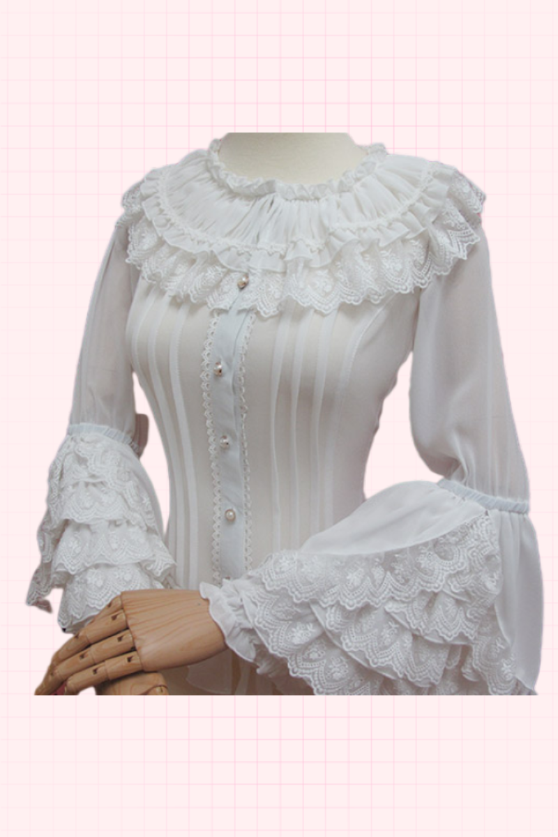 Yilia~Retro Lolita Shirt Princess Long Sleeve Lolita Blouse   