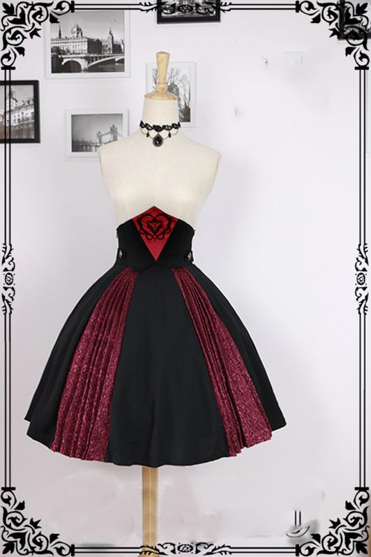 Fanzy Fantasy~Gothic Elegant Jacquard Embroidery Lolita SK M wine red (rose red) 