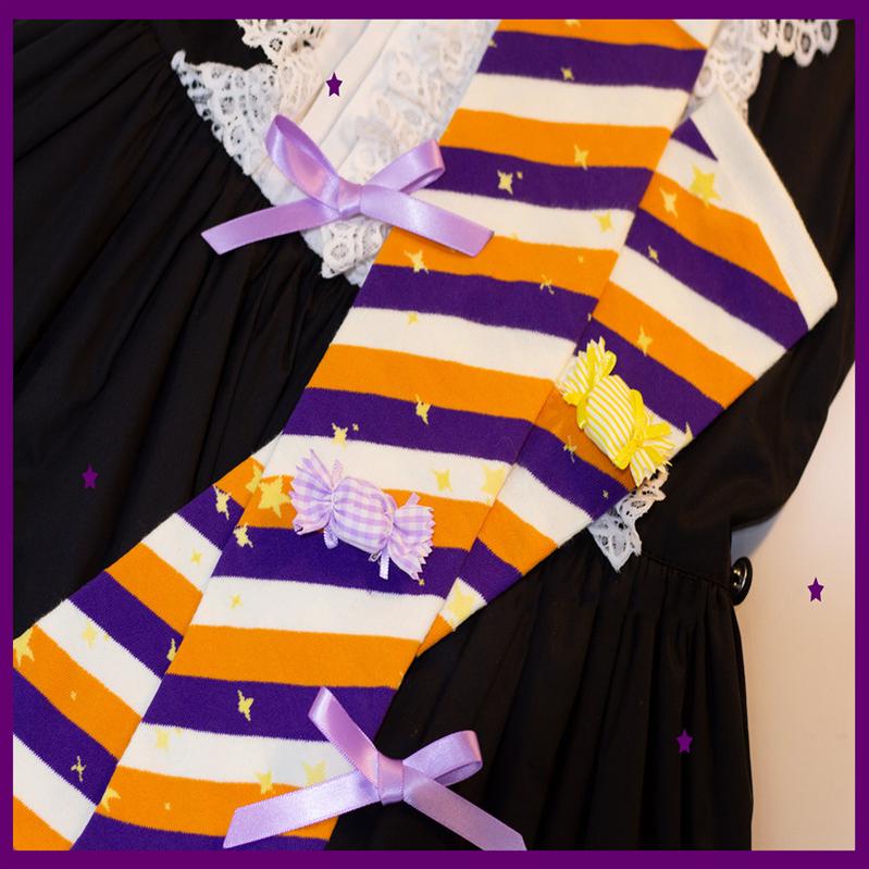 (Buyforme) Yukine's Box~Macaron Lolita Cute Stripe Socks short socks Halloween color 