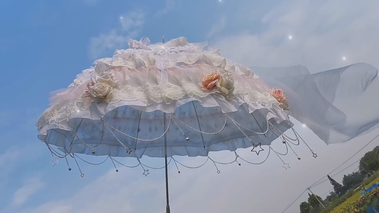 Hexagram~Handmade Sweet Lolita Wedding Pink Parasol