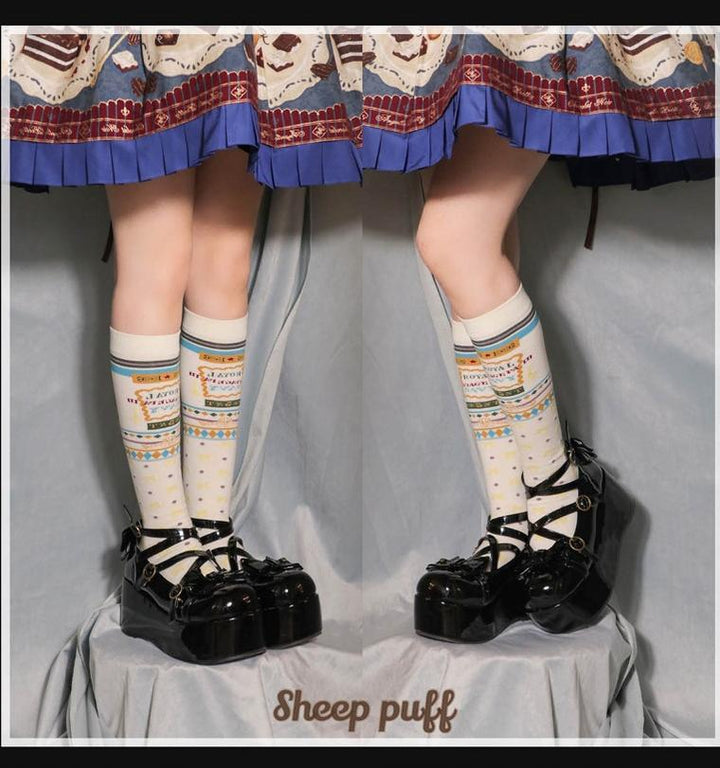 (Buy for me)Sheep Puff~ Sweet Lolita Bow Platform Shoes Multicolors   