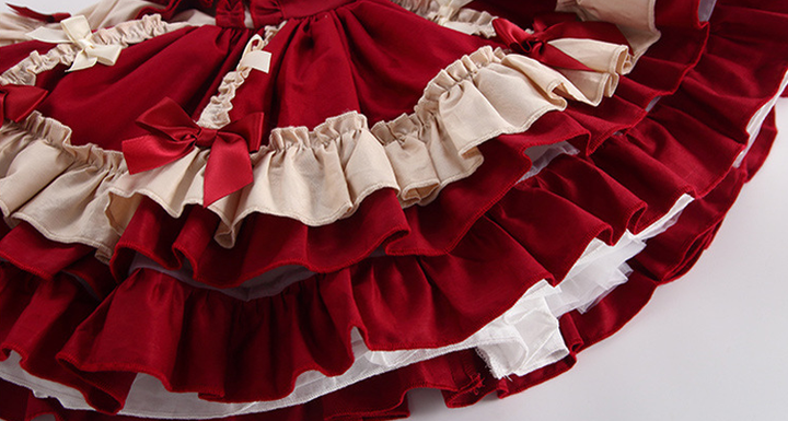 Elegant Kid Lolita Princess Burgundy Dress   