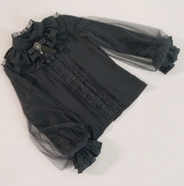 Kencrlo - Dim Moonlight - Classic Lolita Chiffon Yarn Inner Blouse S long sleeve black blouse