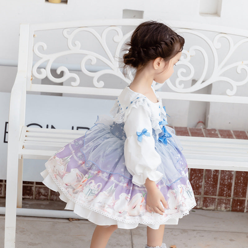 Kid Lolita Maid Dress Birthday Party OP 90cm light blue color 