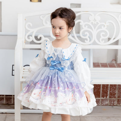 Kid Lolita Maid Dress Birthday Party OP 73CM light blue color 