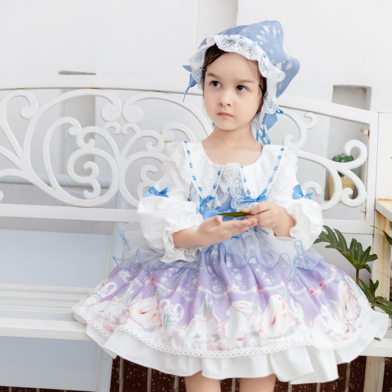 Kid Lolita Maid Dress Birthday Party OP 100cm light blue color 